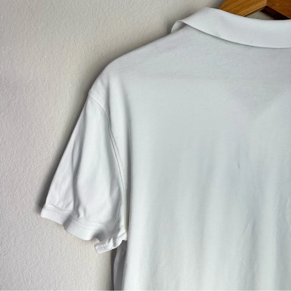Banana Republic Luxe Touch Mens Classy White Polo Shirt Size Medium Short Sleeve